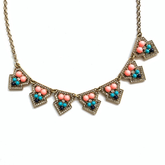 J Crew Statement necklace with neon embedded bead - Picture 2 of 8